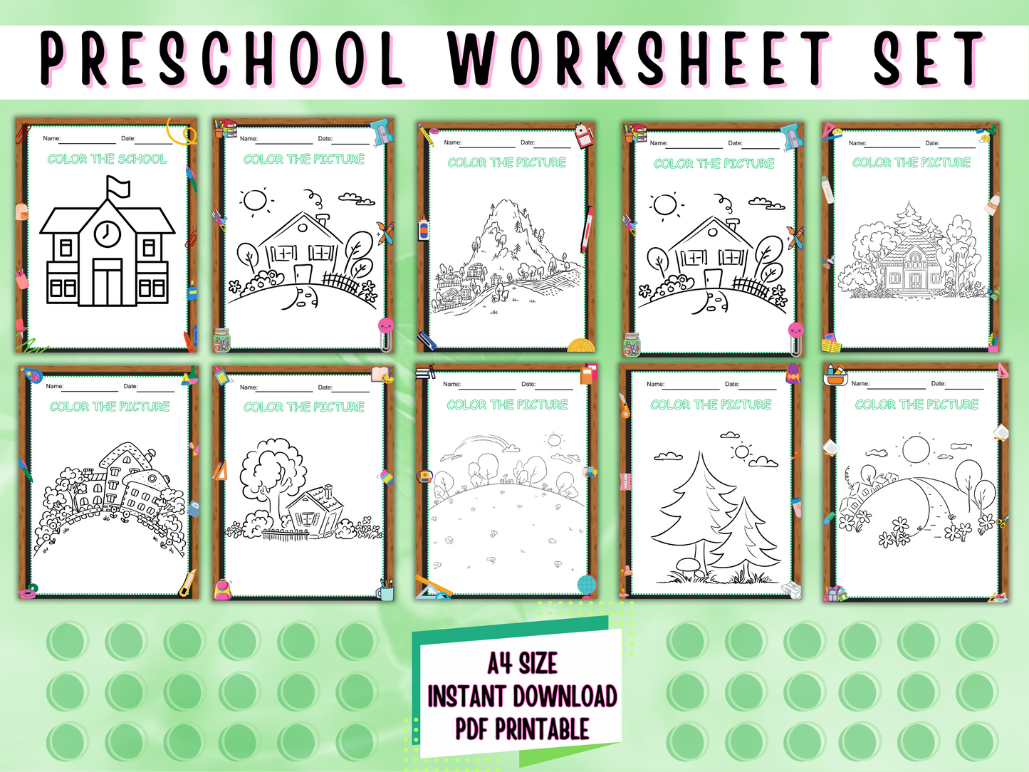 Blackboard Preschool Worksheets Set
