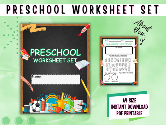 Blackboard Preschool Worksheets Set