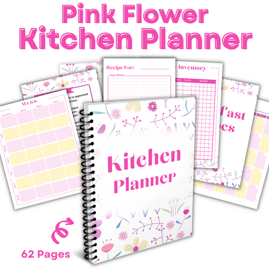 Pink flower kitchen binder set (Printable)