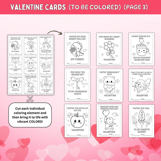 Valentine Cards to be Colored