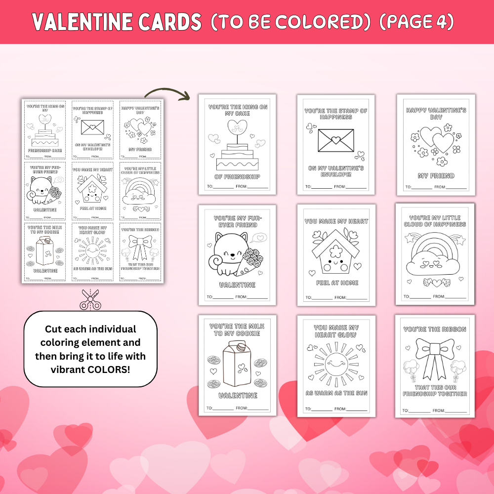 Valentine Cards to be Colored